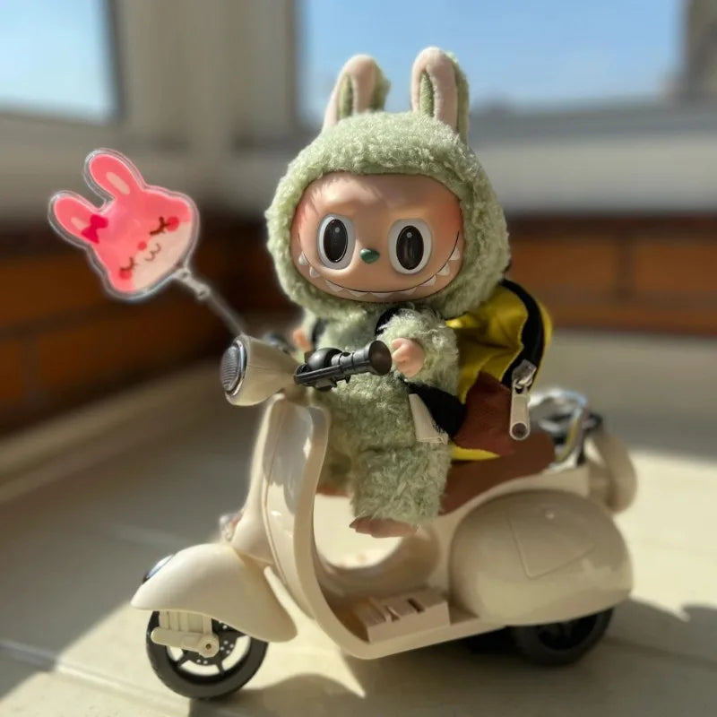 Labubu Doll Mini Electric Motorcycle (Doll Not Included) - Perfect for Fans & Collectors to Craft Unique Stories with Lights & Music!